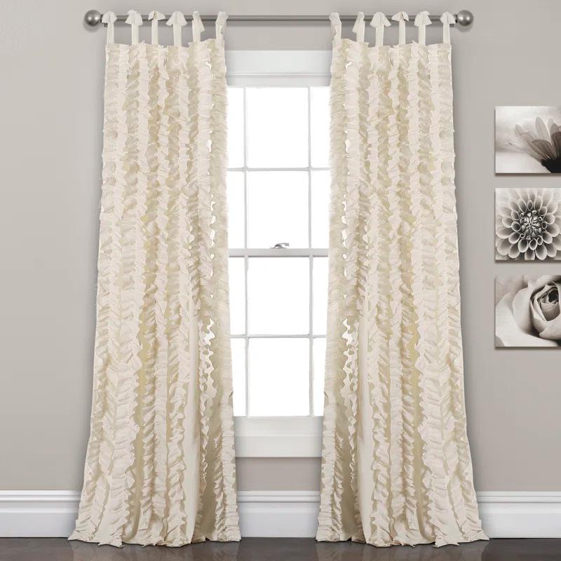 Lush Decor Sophia Ruffle Polyester Semi Sheer Curtain Pair (Set of 2)
