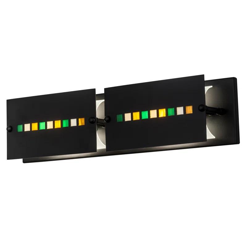 Meyda 24" Solar Black Arts & Crafts Vanity Light with Colorful Glass Tiles