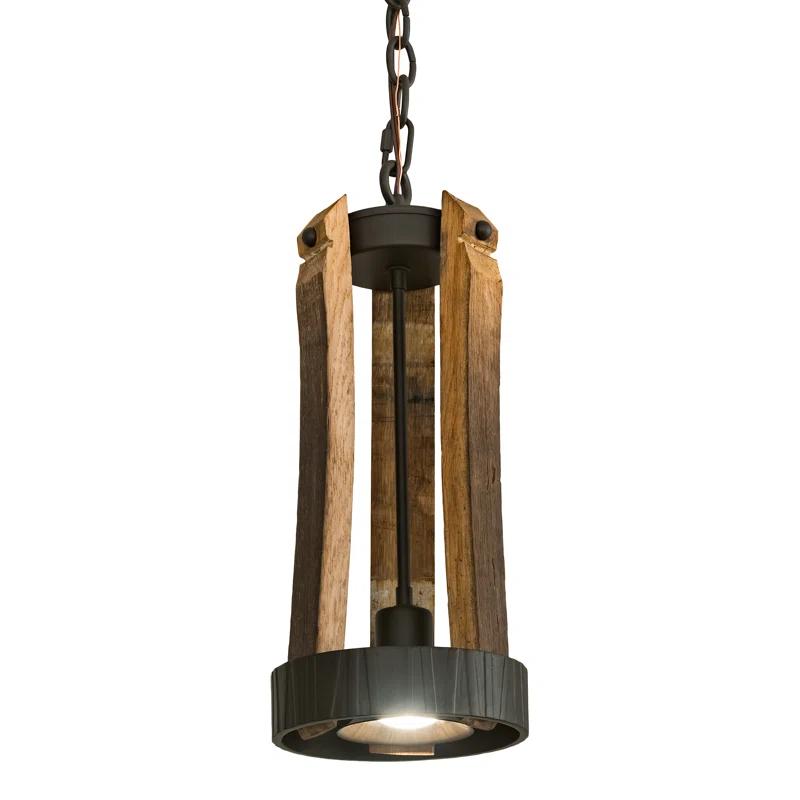 Natural Wood and Bronze 21" Rustic Pendant Light