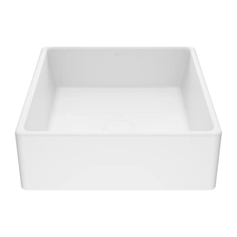 Dianthus 15" L x 15" W x 5" H Matte White Handmade Square Vessel Bathroom Sink