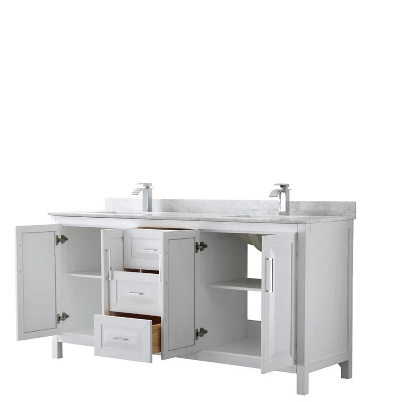 Wyndham Collection Daria 72'' Double Bathroom Vanity with Carrara Marble Top
