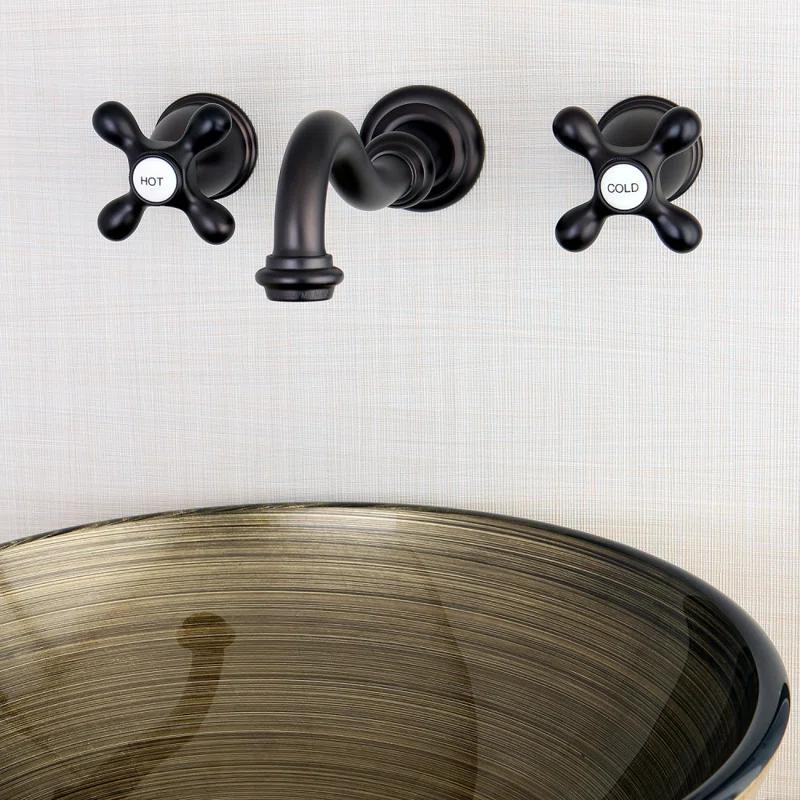 Kingston Brass Vintage Two-Handle 3-Hole Wall Mount Bathroom Faucet