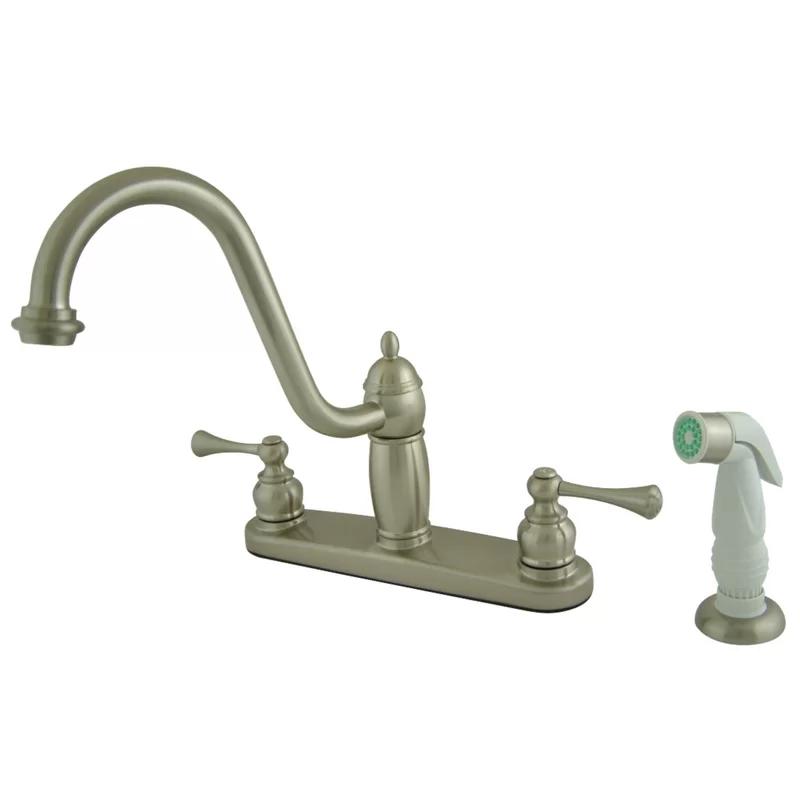 Heritage Traditional Brushed Nickel Double Handle Kitchen Faucet