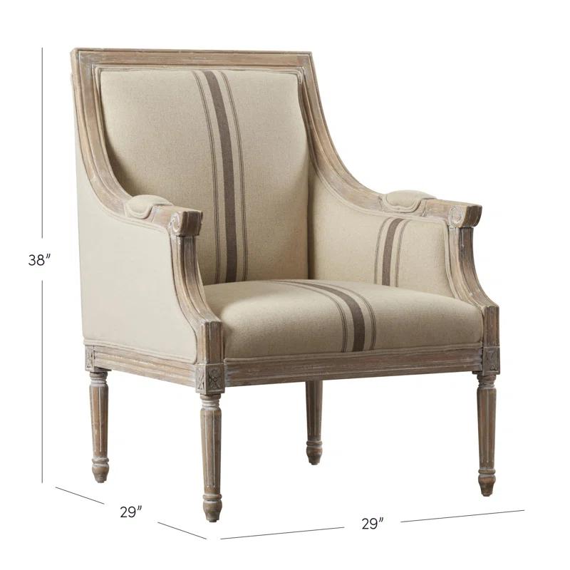 McKenna Tan Linen & Whitewashed Wood Handcrafted Accent Chair