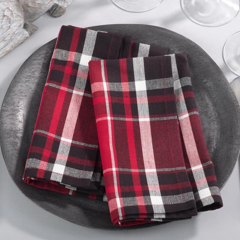 Gracie Oaks Aafrin Plaid 20" Cotton Napkin (Set of 4)