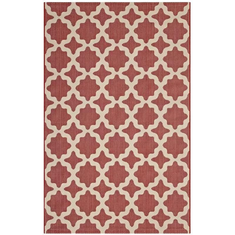 Cerelia Moroccan Trellis 5' x 8' Red and Beige Synthetic Area Rug