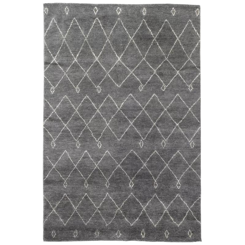 Hand-Knotted Gray Diamond Wool Area Rug 8' x 10'