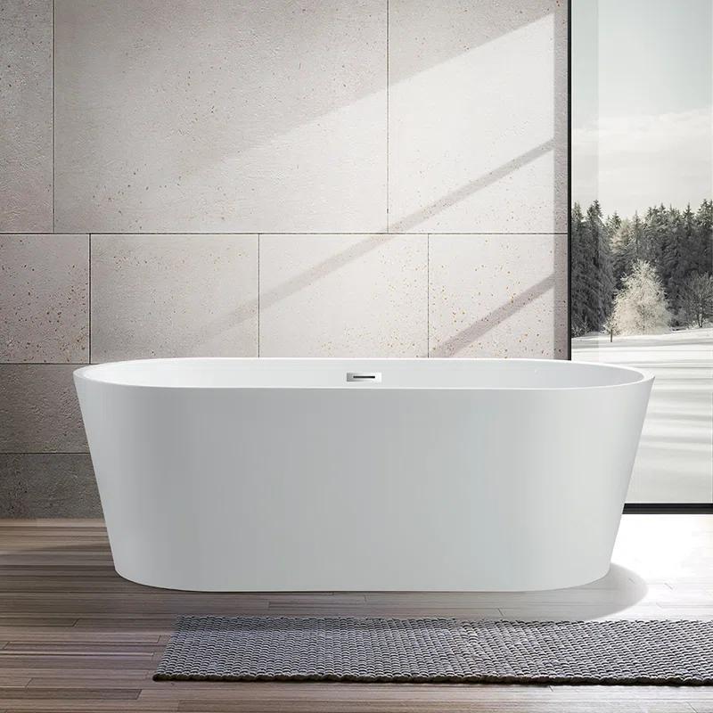 Iris 59" x 30" Freestanding Soaking Acrylic Bathtub