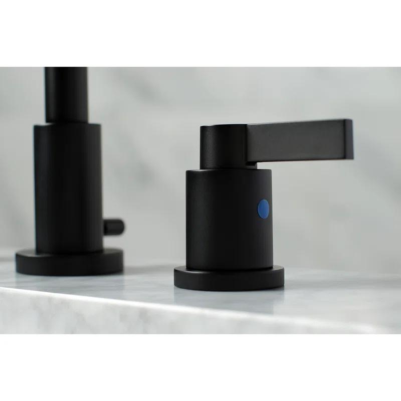 Kingston Brass NuvoFusion Two-Handle 3-Hole Deck Mount Widespread Bathroom Faucet with Brass Pop-Up Drain