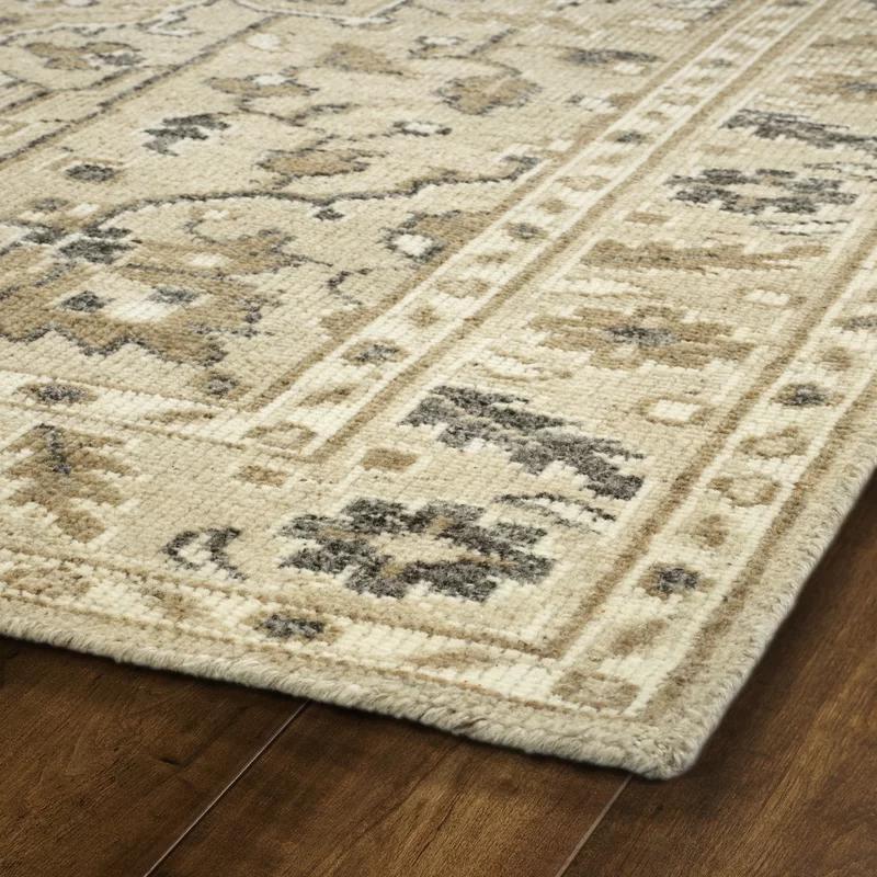 Herrera Ivory Rectangular Hand-Knotted Wool Area Rug, 3' x 5'