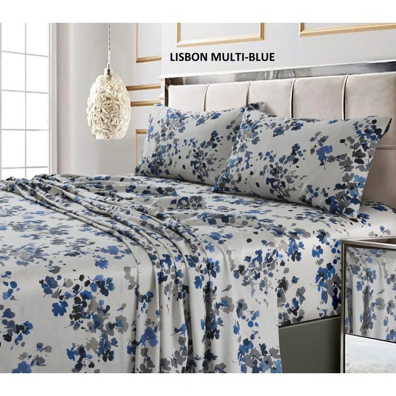 Tribeca Living Tribeca Living Printed 300 Thread Count Sheets 100% Cotton Floral Sheet Set