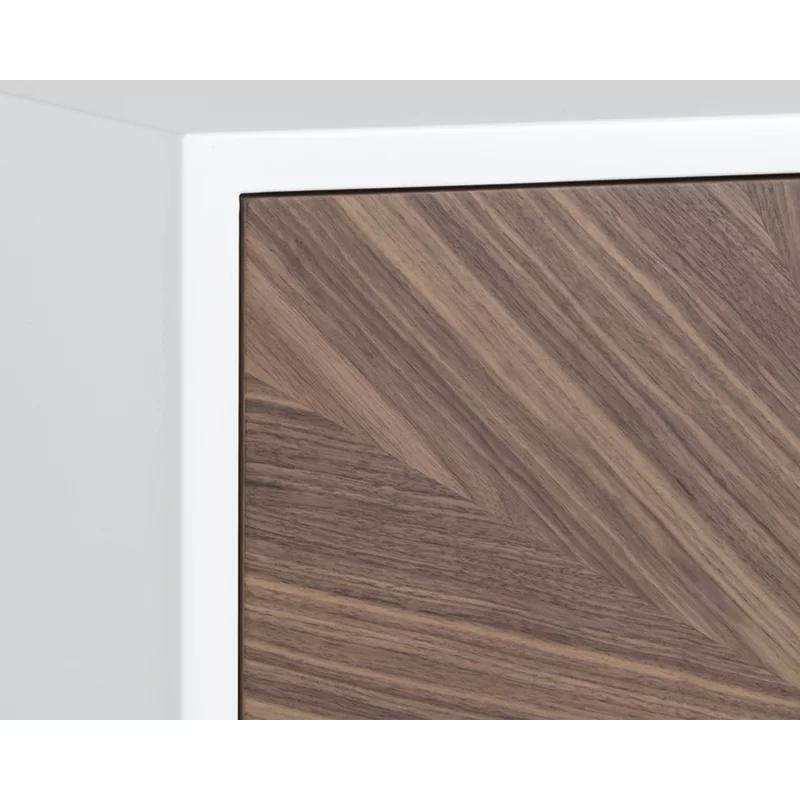 Starburst Walnut Veneer & High Gloss White 65.75'' Sideboard