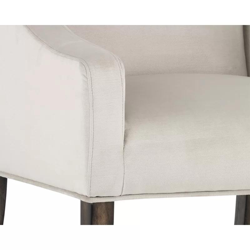 Elegant Wingback Upholstered Arm Chair in Piccolo Prosecco with Smoked Brown Legs