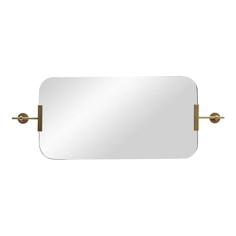 Elegant Antique Brass Rectangular Wall Mirror 36"x19"