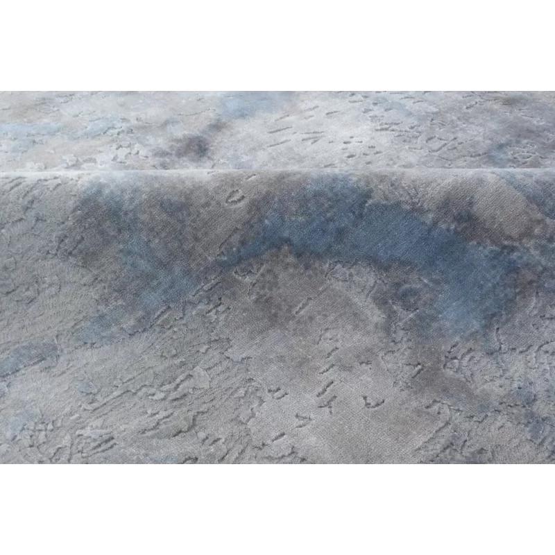 Handmade Gray Abstract Viscose Cotton 10' x 14' Rug