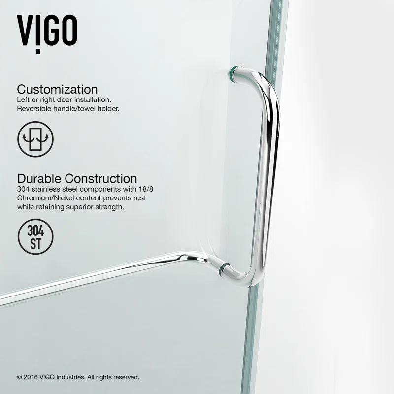 VIGO Monteray 46" W x 30" D x 73" H Hinged Frameless Shower Enclosure with 3/8  Clear Glass VG6011CHCL48