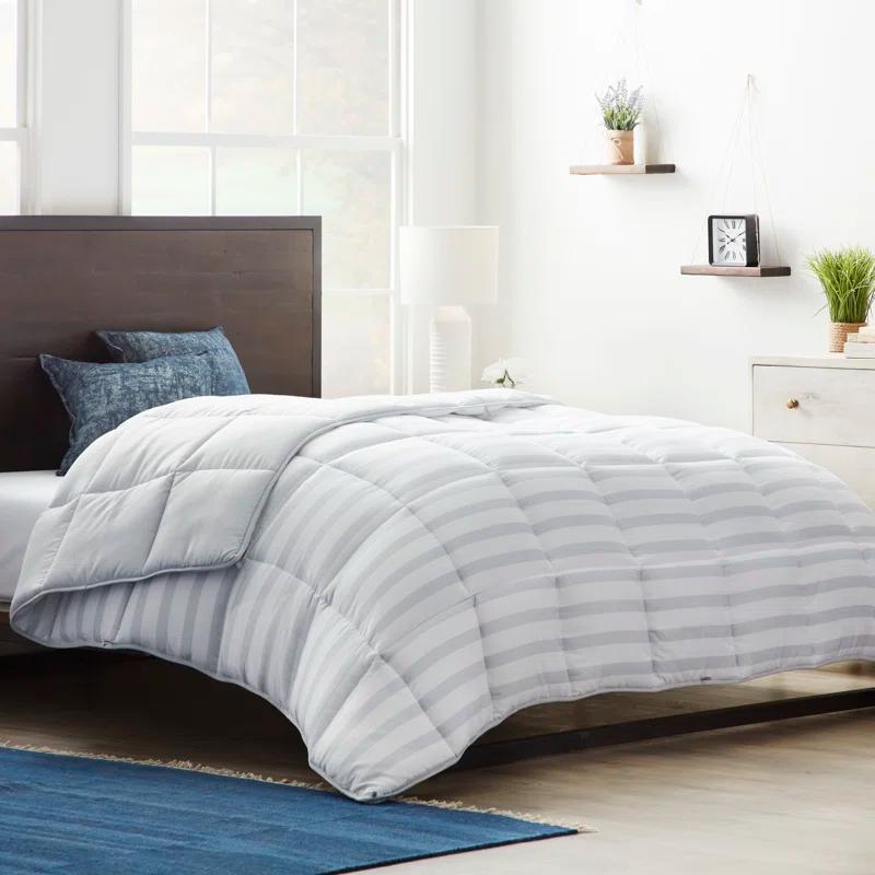 Linenspa Gray/White Microfiber Comforter & Reviews | Wayfair