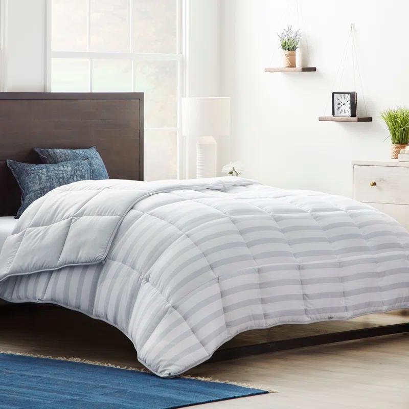 Linenspa Gray/White Microfiber Comforter & Reviews | Wayfair