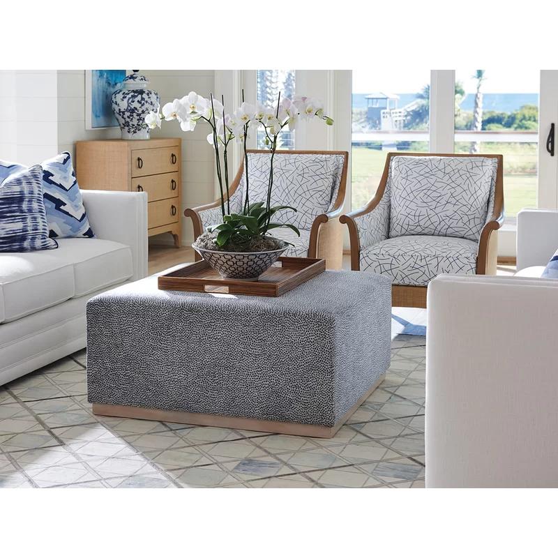 Cameo Shores Blue and Gray Contemporary Upholstered Ottoman