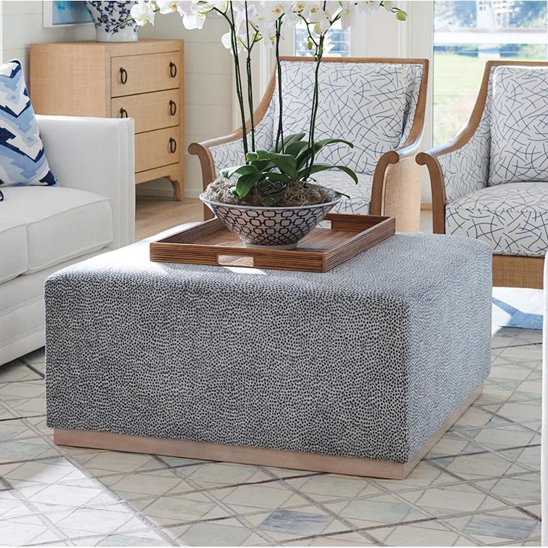 Cameo Shores Blue and Gray Contemporary Upholstered Ottoman