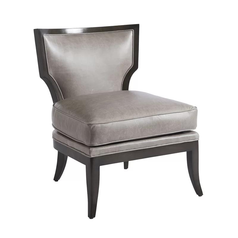 Halston Charcoal Gray Handcrafted Leather Side Chair