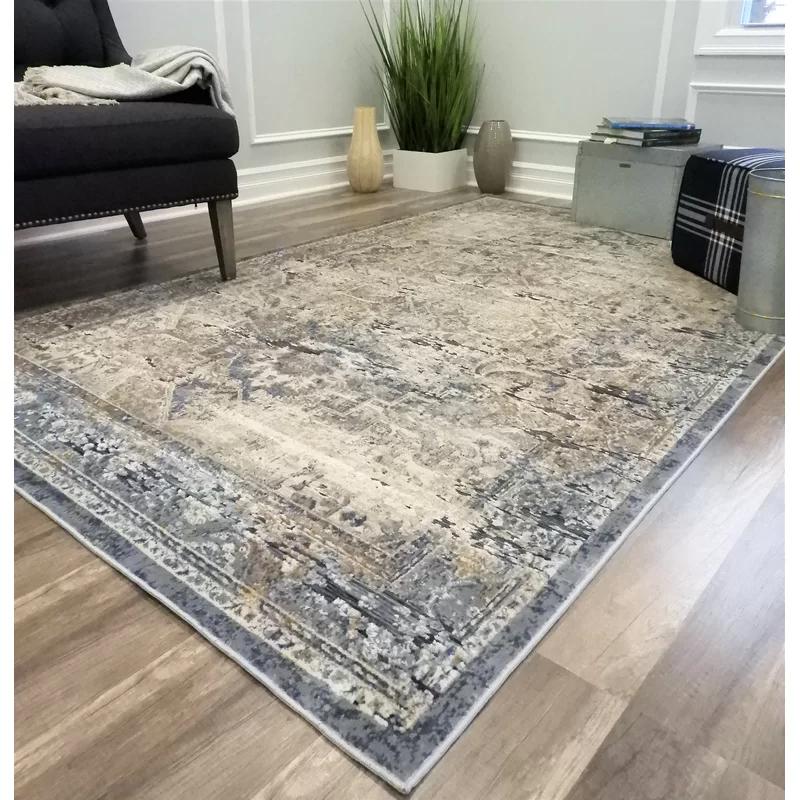 Cambridge Transitional 5' x 8' Blue Navy Synthetic Area Rug