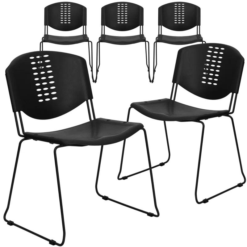 Luz 400 lb. Capacity Plastic Stack Chair - Frame and Textured Seat (Set of 5)