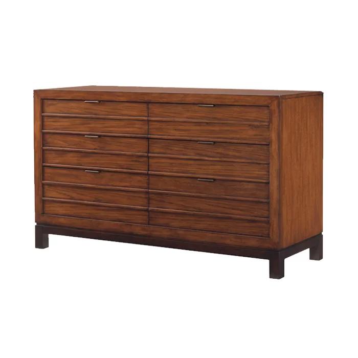 Transitional Brown 56" Horizontal Dresser with Dovetail Drawers