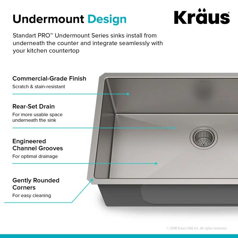 KRAUS Standard PRO™ Gauge Undermount Kitchen Sink with WasteGuard™ Garbage Disposal