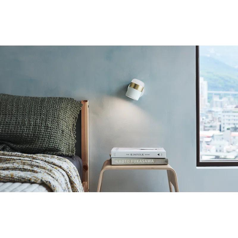 White and Matte Brass Dimmable Wall Sconce with Touch Dimmer