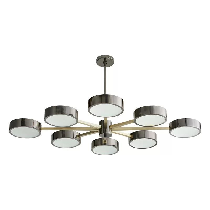 Linus 8-Light Starburst Chandelier in Pale Brass with Frosted Glass