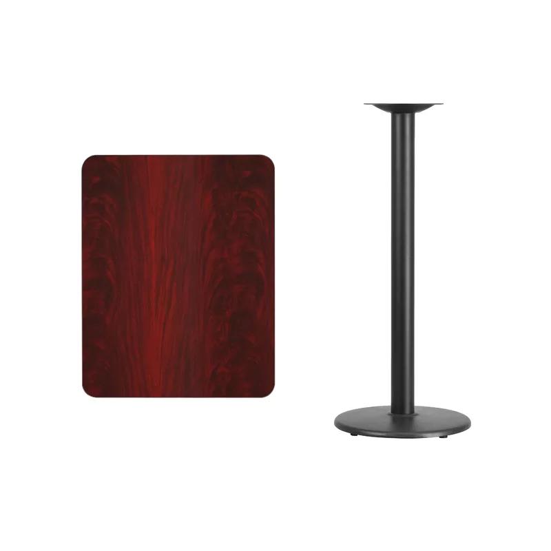 Mahogany Laminate Rectangular Bar Height Table with Round Base