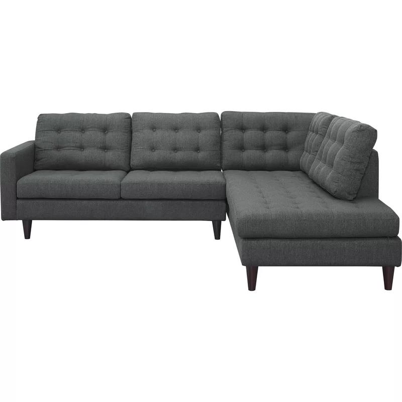 Empress Dark Gray Upholstered Fabric Right-Facing Sectional Sofa