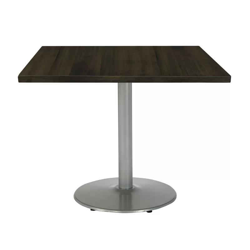 Urban Loft Reclaimed Poplar Wood Square Bar Table in Barnwood and Silver