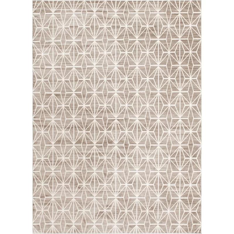 Uptown Brown Geometric 9' x 12' Easy-Care Synthetic Rug