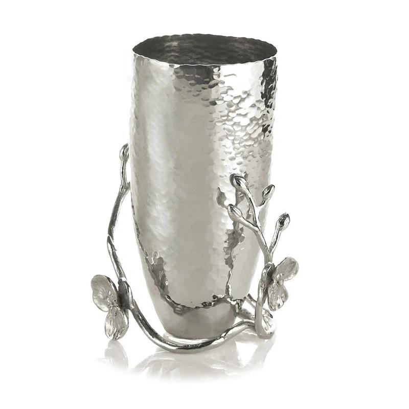 Ethereal Grace White Metal Cylinder Table Vase