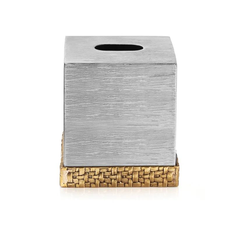Stainless Steel and Gold Woven Tissue Box Holder