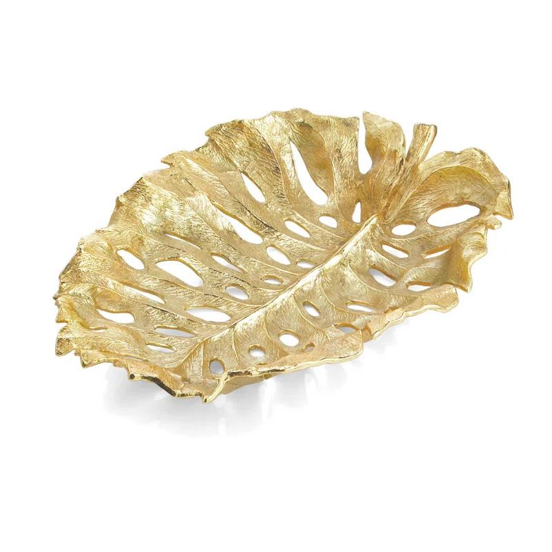 Gold Monstera Leaf Decorative Centerpiece Platter