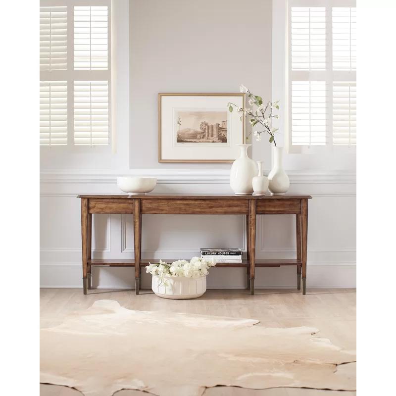 Traditional Brown Solid Wood Rectangular Console Table with Storage