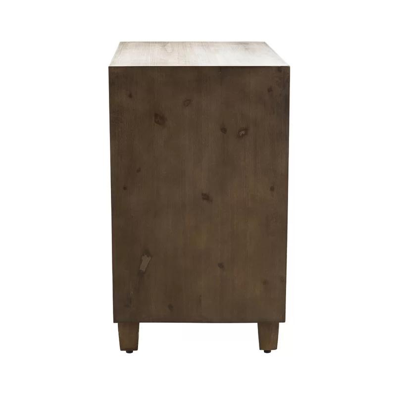 Sawyer Minimalist Ash Wood 2-Drawer Cabinet in Walnut Brown