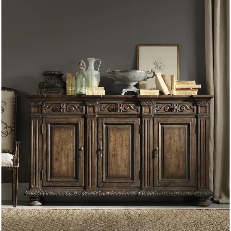 Elegant 72'' Brown Traditional Sideboard with Walnut Finish