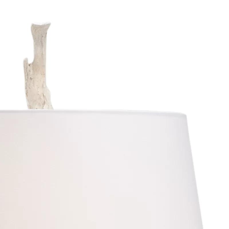 Whitewash Elegance 1-Light Floor Lamp with White Linen Shade