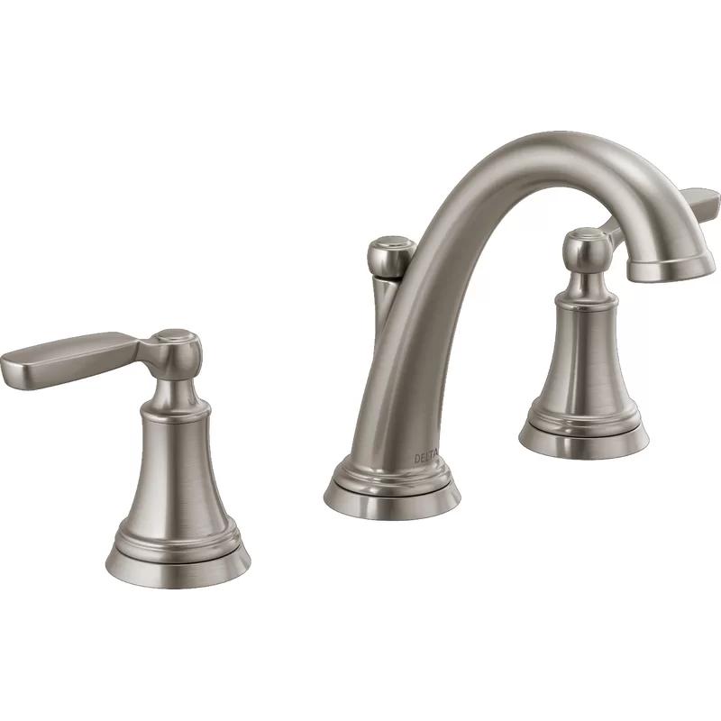 Sleek Modern 6" Stainless Steel Widespread Bathroom Faucet with Metal Drain