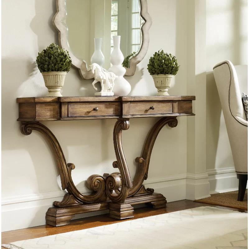 Amber Sands Traditional Wood Console Table with Storage