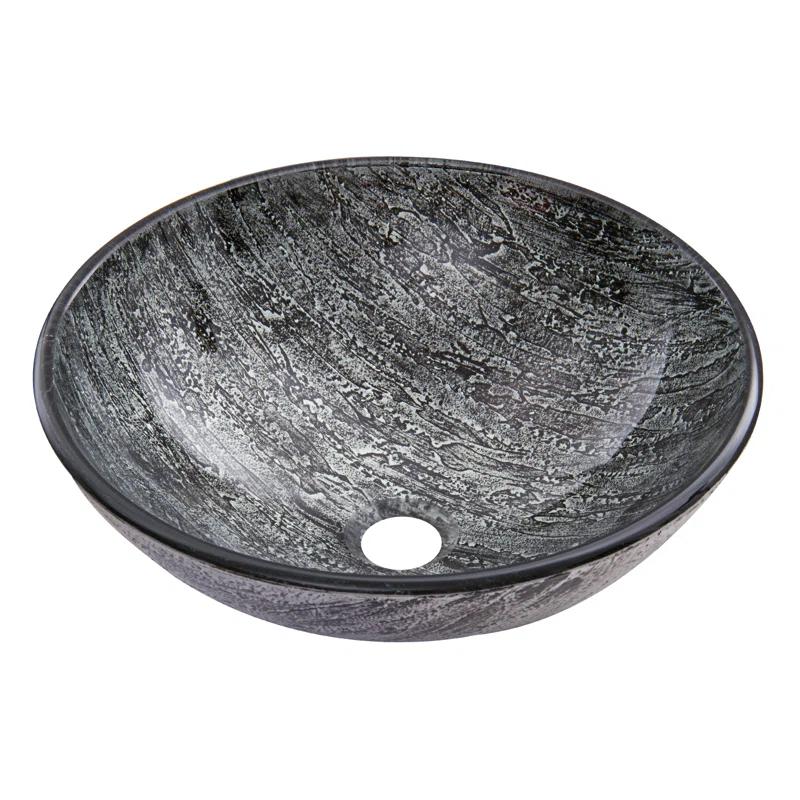 Eclipse 16.5'' Titanium Gray Circular Glass Vessel Bathroom Sink