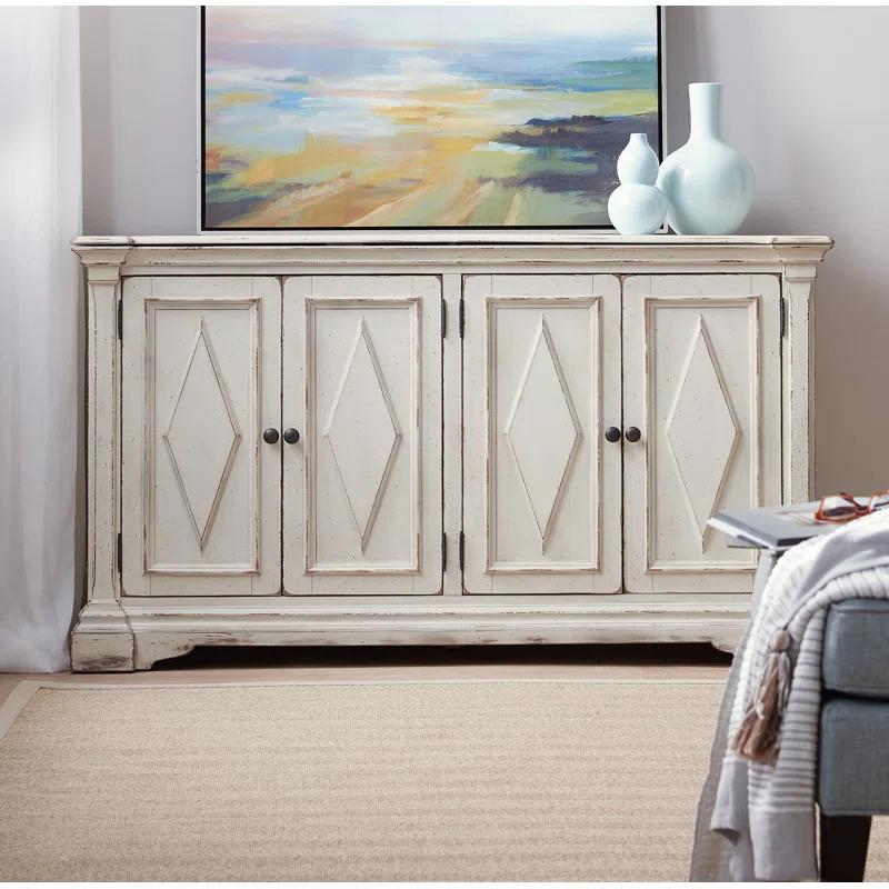 Traditional White 64'' Sideboard with Functional Accent Storage