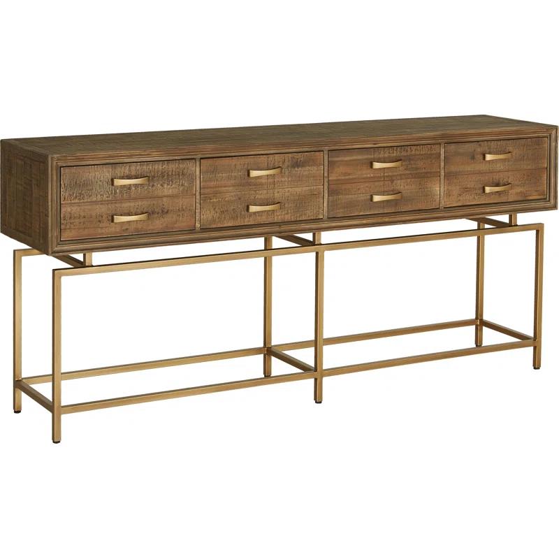 Aristocrat 71'' Brown and Gold Round Console Table with Storage