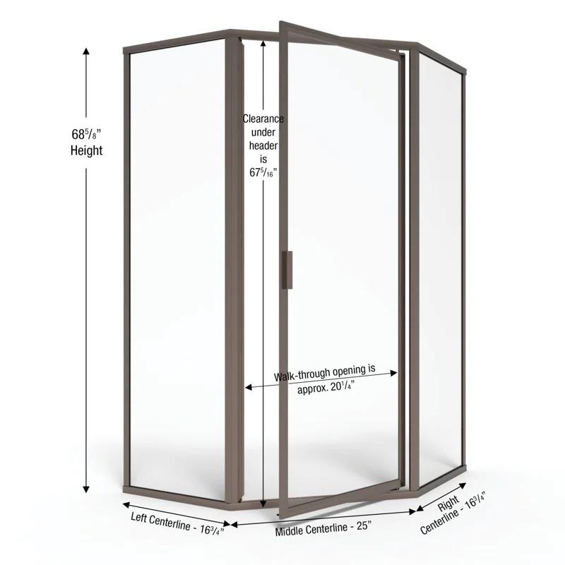 Basco Deluxe W 68.625'' H Framed Neo-angle Reversible Shower Enclosure DLXH60A1668CLOR