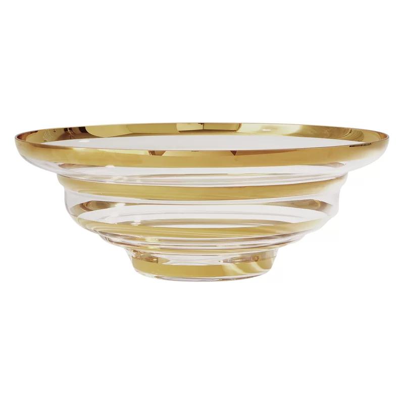 Elegant Saturn Gold Handblown Glass Centerpiece Bowl