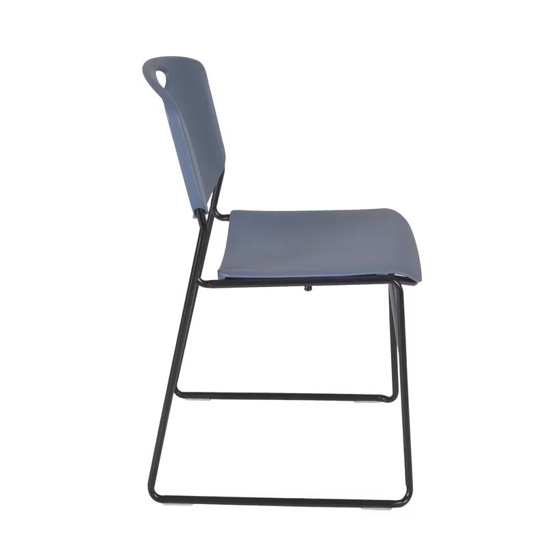 Zeng Black Metal Frame Armless Stackable Reception Chair